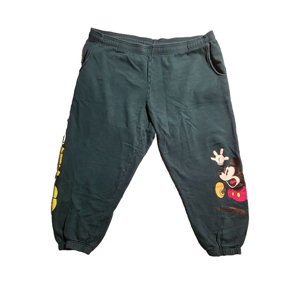 VTG 90's Disney Mickey & Co.s Women's Green Joggers‎ Sweatpants Size XXL Vintage
